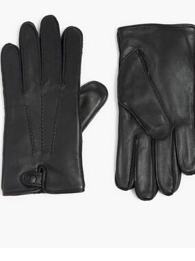 UGG Men’s LEATHER TABBED VENT TECH GLOVES BLACK - SIZE LARGE